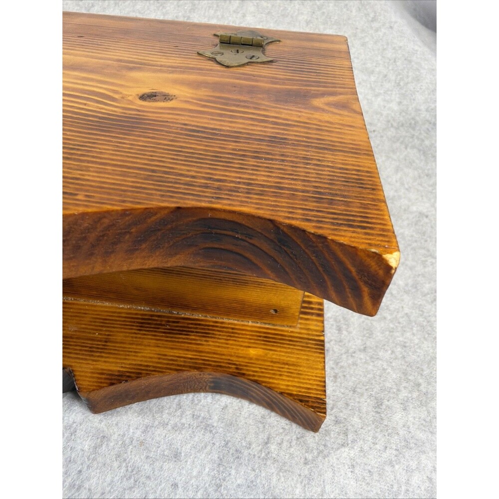 Vintage Rustic Burnt Wood Keepsake Box Handcrafted Treasure Trinket Jewelry - Picture 11 of 13